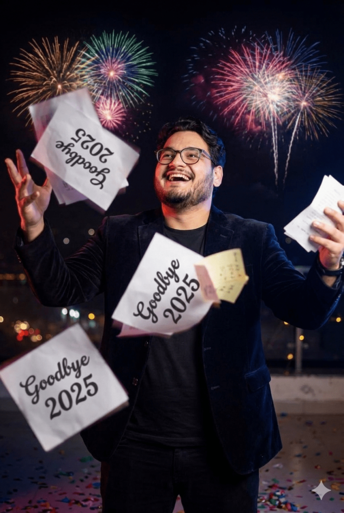 'गुडबाय 2025' पेपर उछालते हुए
